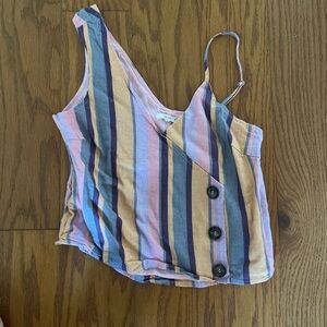 Les lis Vertical Striped Asymmetrical Women's Top crop shirt small s